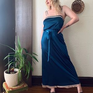 Vintage Royal Blue Silky Nightgown